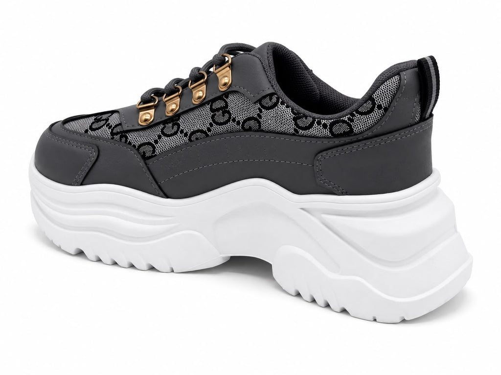 Freya Women's Chunky Platform Trainers | 1.5 Inch Heel Snake Print Sneakers
