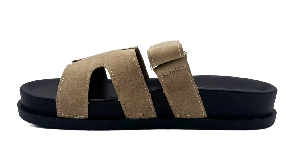Vickie Ladies Open Toe Faux Leather Sliders | Summer Mule Sandals