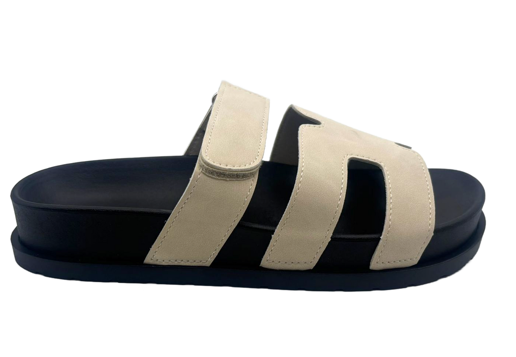 Vickie Ladies Open Toe Faux Leather Sliders | Summer Mule Sandals