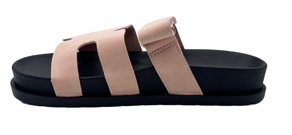 Vickie Ladies Open Toe Faux Leather Sliders | Summer Mule Sandals