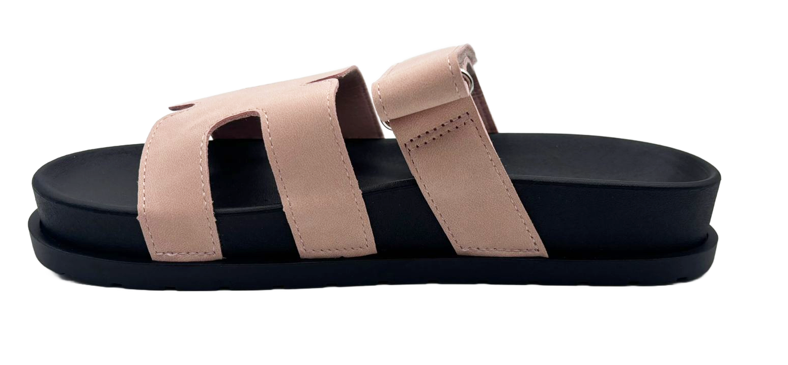 Vickie Ladies Open Toe Faux Leather Sliders | Summer Mule Sandals