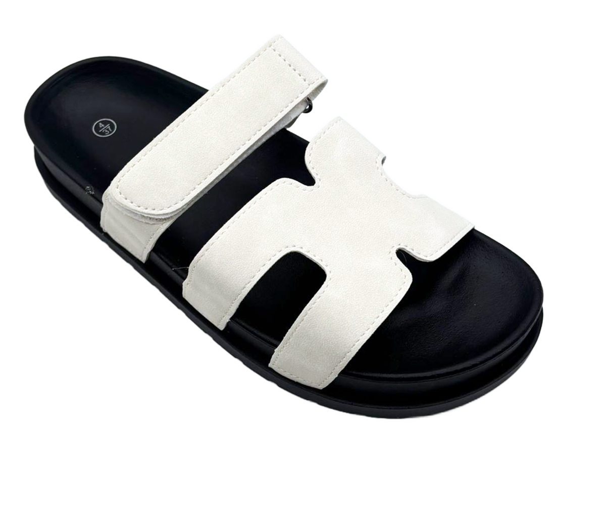 Vickie Ladies Open Toe Faux Leather Sliders | Summer Mule Sandals