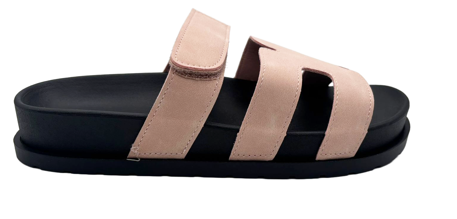 Vickie Ladies Open Toe Faux Leather Sliders | Summer Mule Sandals