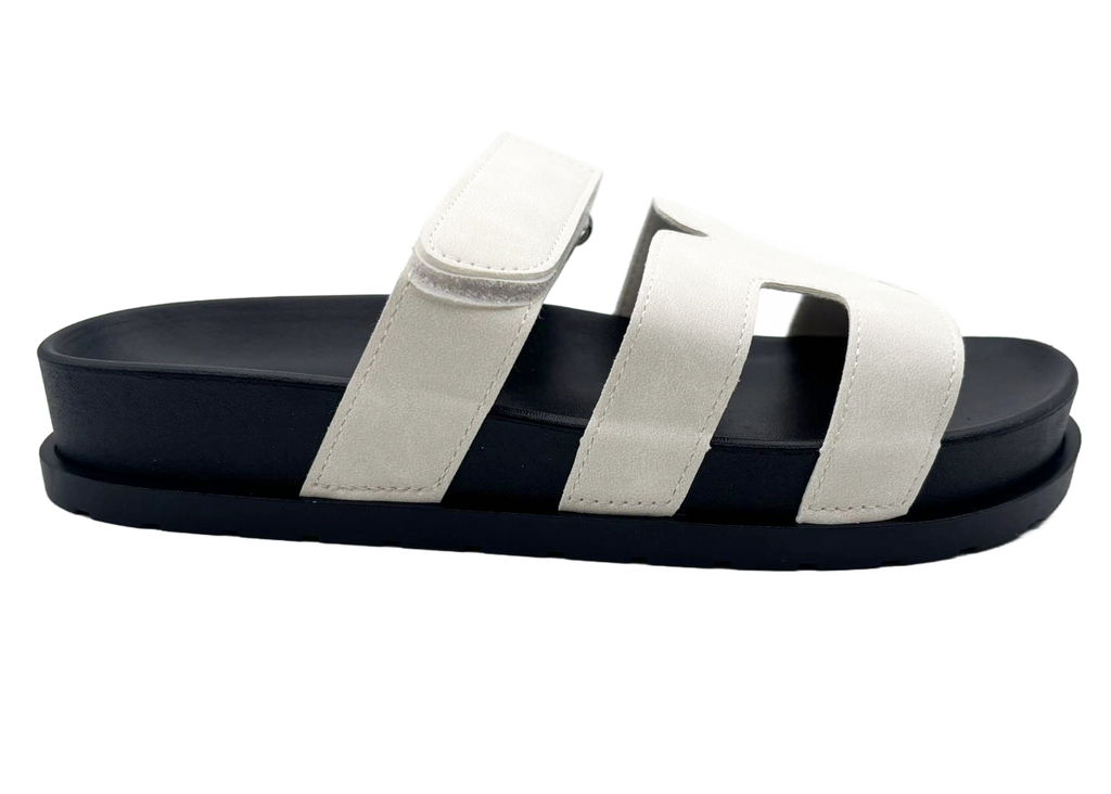 Vickie Ladies Open Toe Faux Leather Sliders | Summer Mule Sandals