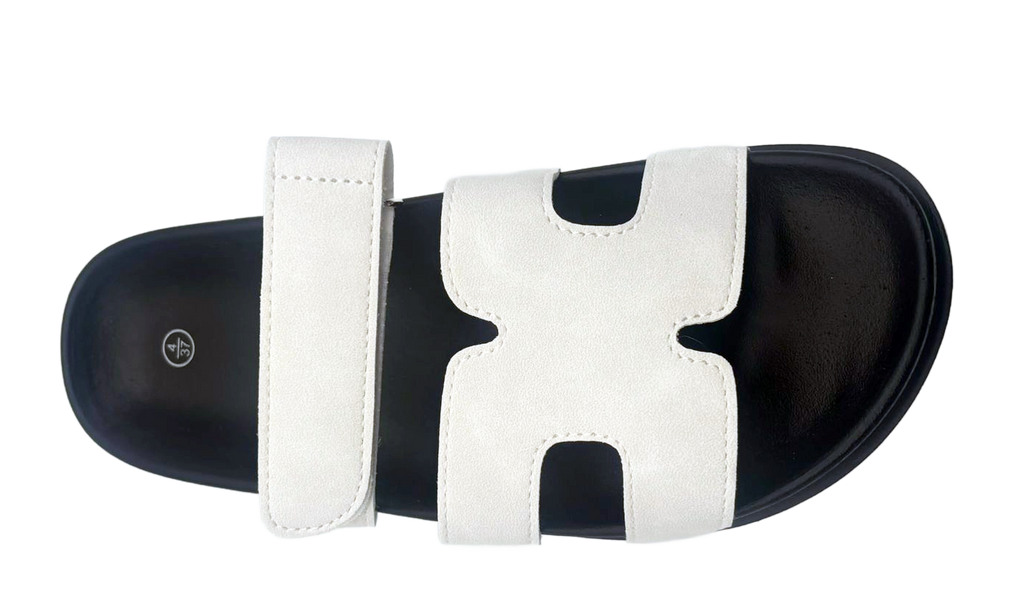 Vickie Ladies Open Toe Faux Leather Sliders | Summer Mule Sandals