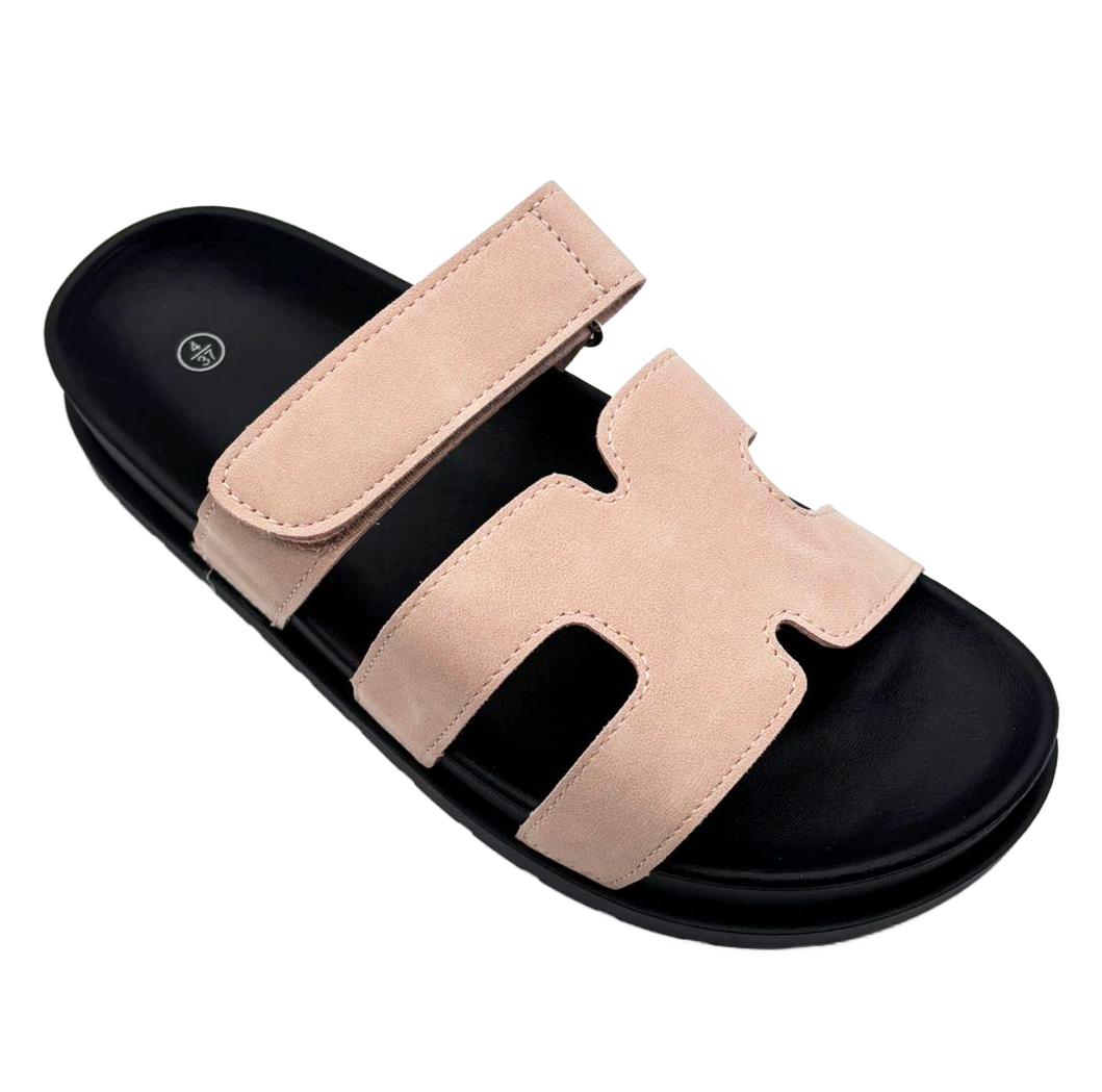 Vickie Ladies Open Toe Faux Leather Sliders | Summer Mule Sandals