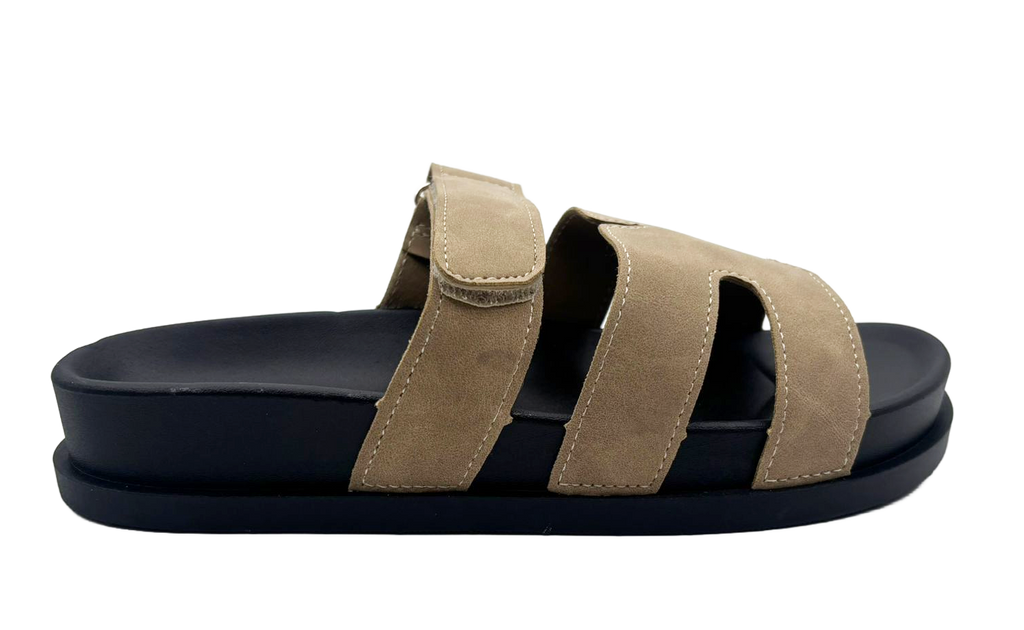 Vickie Ladies Open Toe Faux Leather Sliders | Summer Mule Sandals