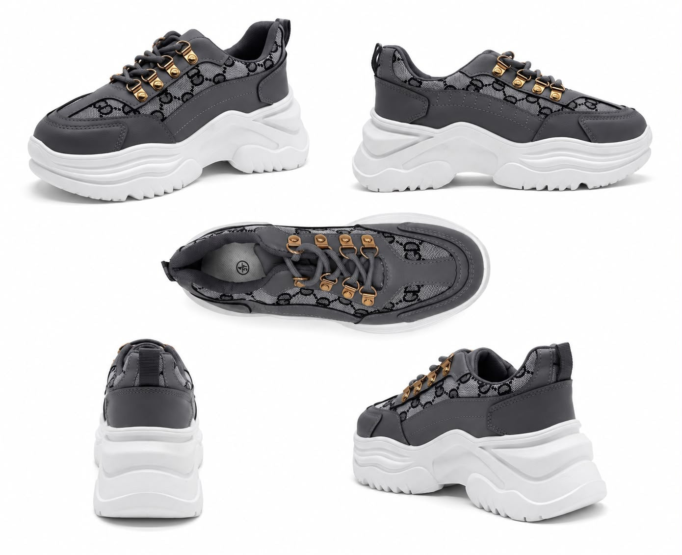 Freya Women's Chunky Platform Trainers | 1.5 Inch Heel Snake Print Sneakers