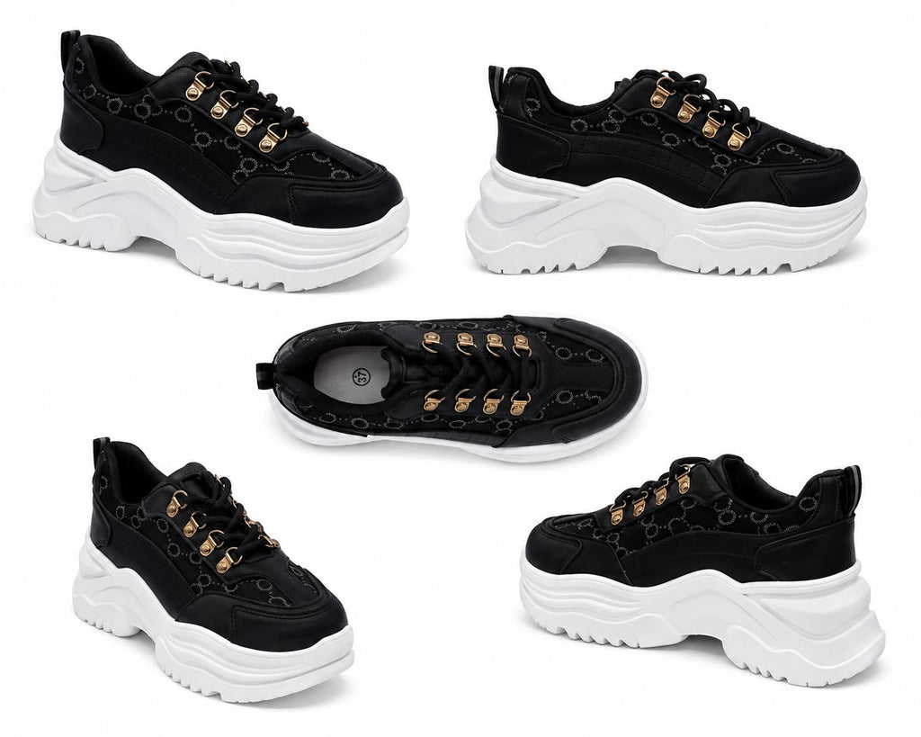 Freya Women's Chunky Platform Trainers | 1.5 Inch Heel Snake Print Sneakers