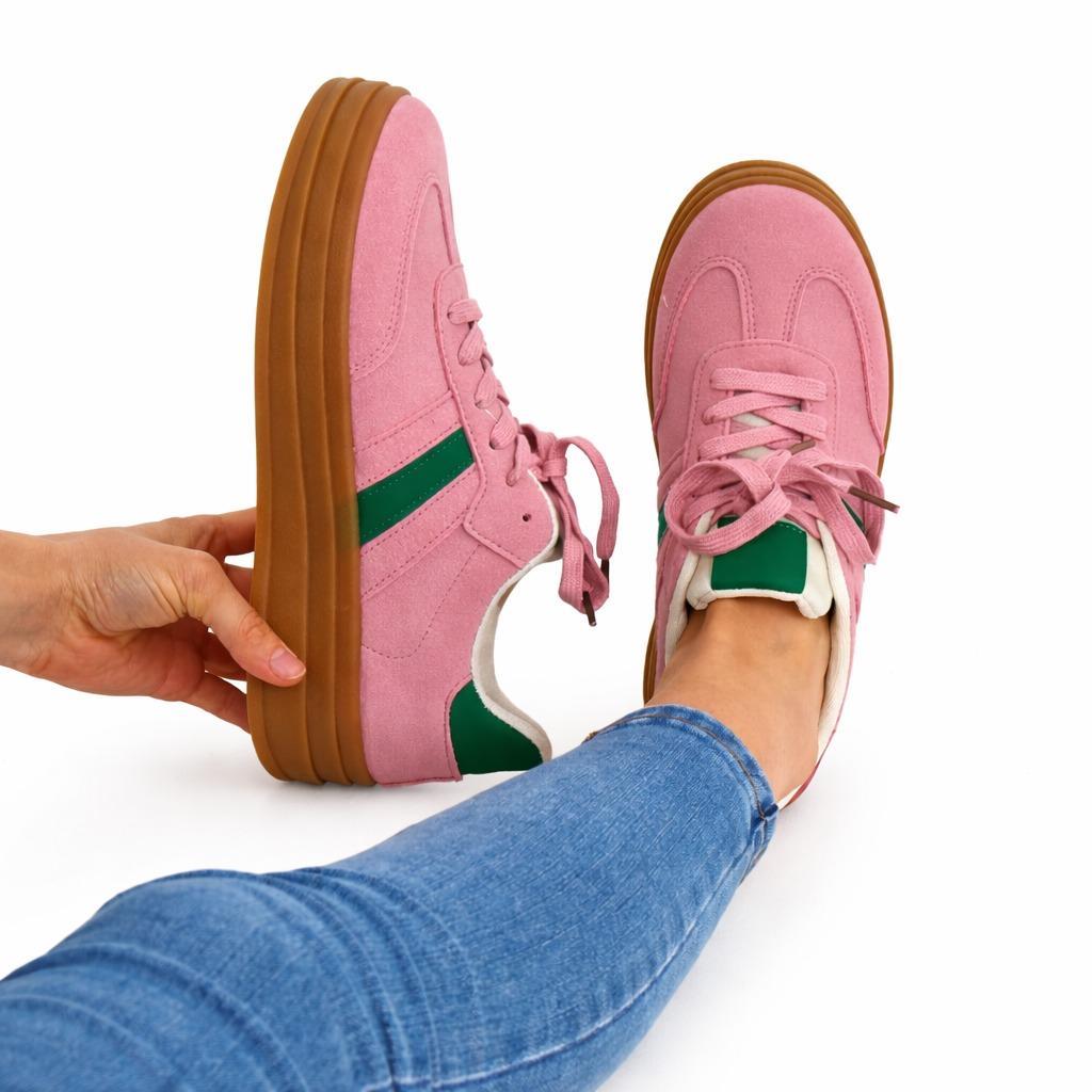 Chloe Women's Faux Suede Low-Top Sneakers – Lightweight Casual Trainers