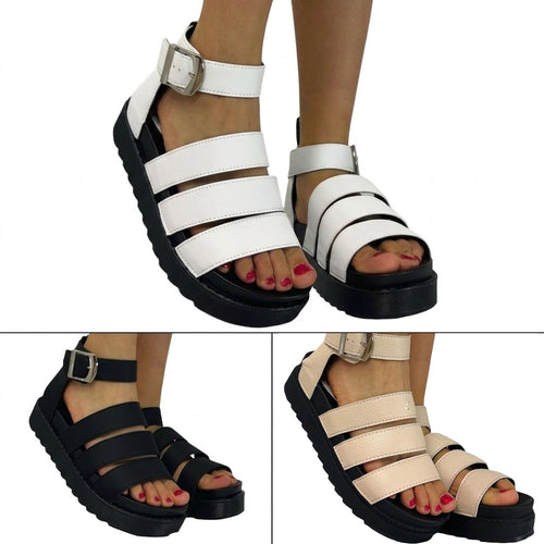 Chloe Ladies Faux Leather Gladiator Platform Sandals