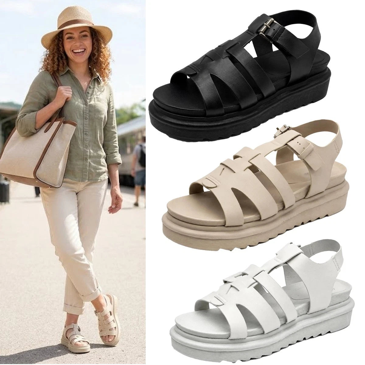 Maya Ladies Gladiator Platform Sandals | Chunky Strappy Summer Shoes