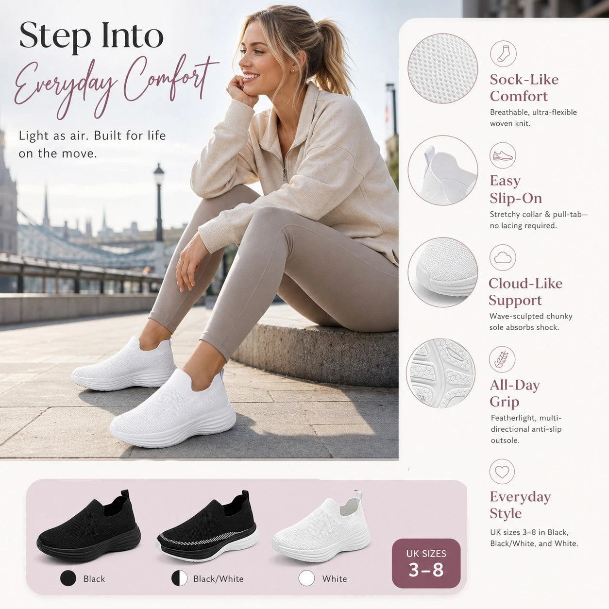 Mia Women's Knit Slip-On Trainers.