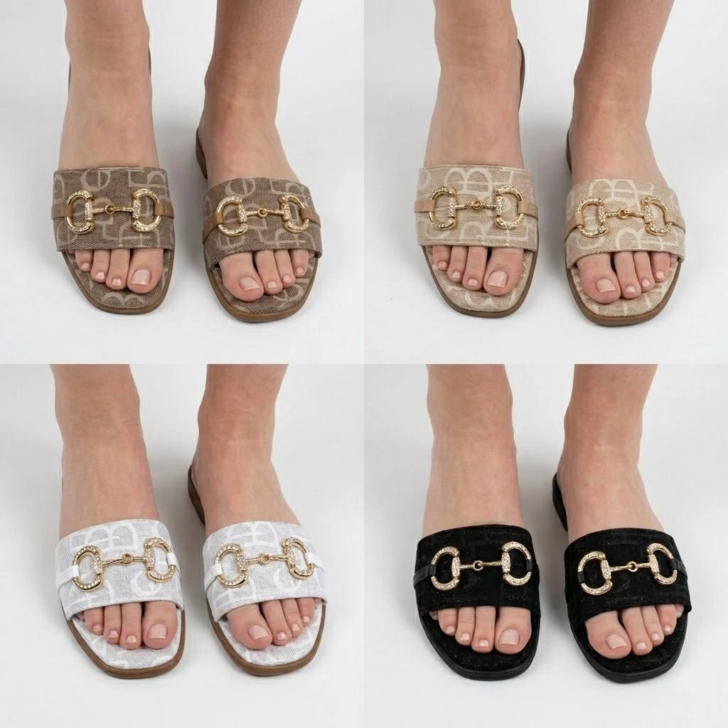 Sienna Luxury Woven Monogram Mule Sandals 