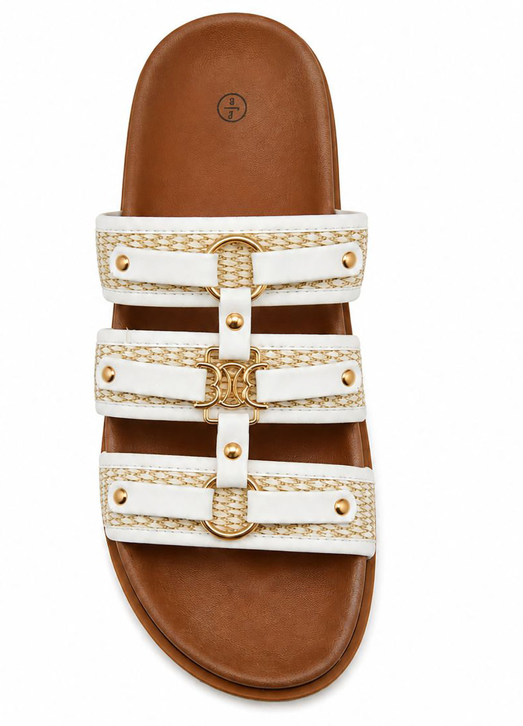 Athena Women's Open Toe Flat Slider Sandals | Faux Leather Multi-Strap Slip-Ons