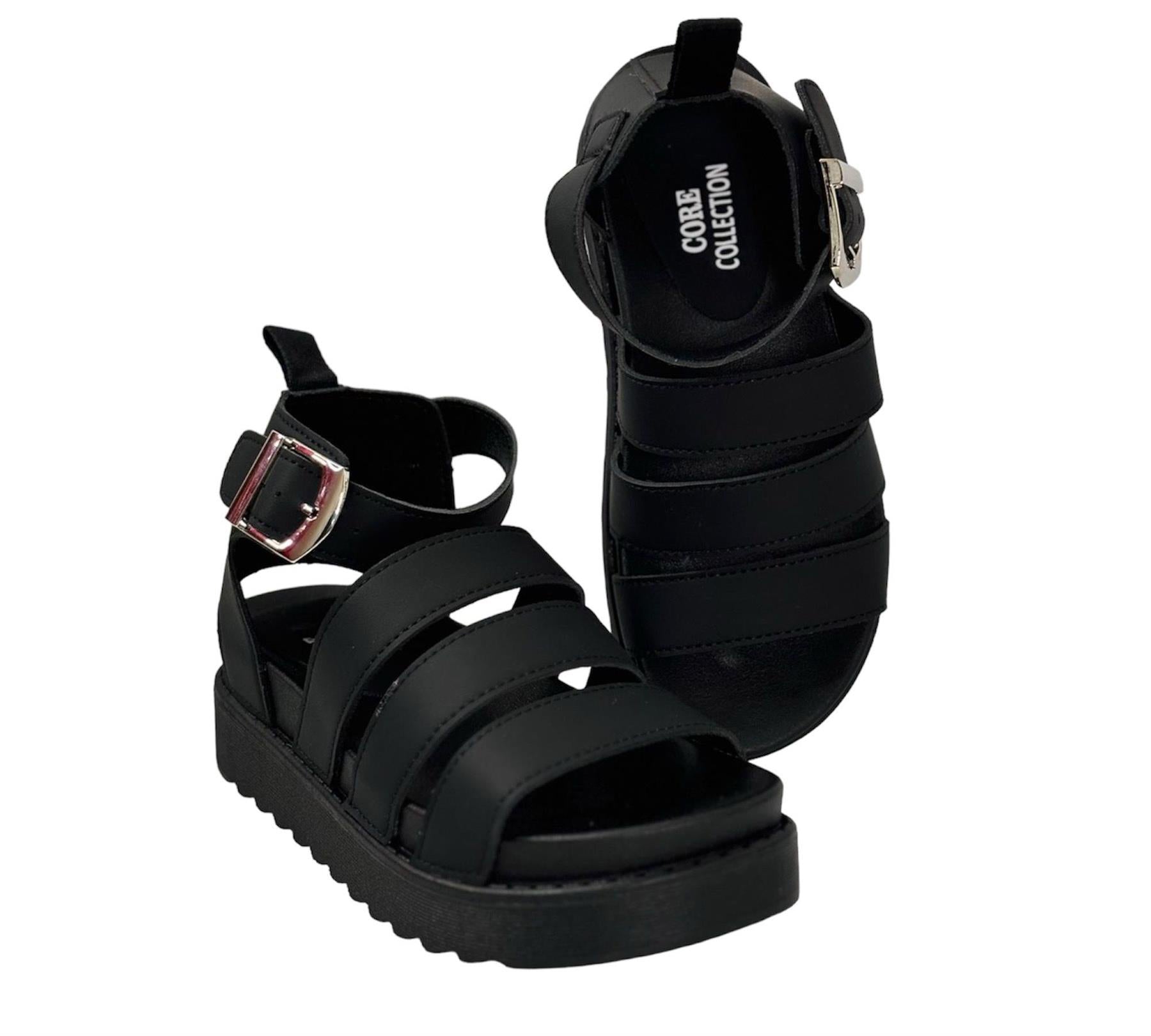 Chloe Ladies Faux Leather Gladiator Platform Sandals | Multi-Strap Buckle Open Toe