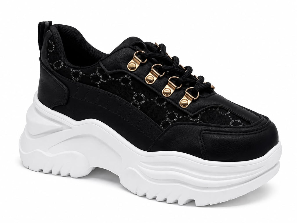 Freya Women's Chunky Platform Trainers | 1.5 Inch Heel Snake Print Sneakers