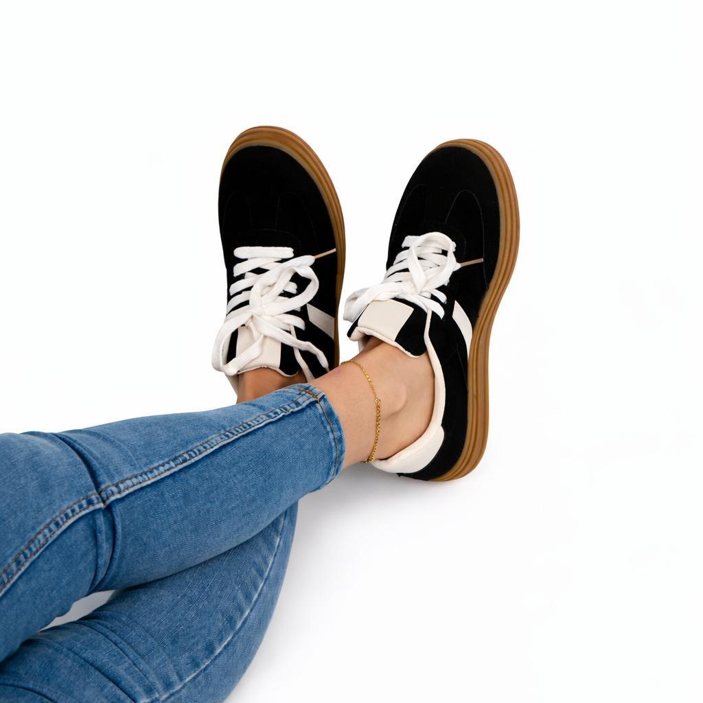 Chloe Women's Faux Suede Low-Top Sneakers – Lightweight Casual Trainers