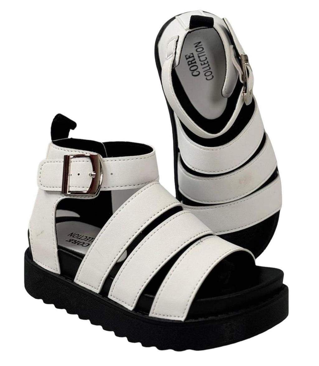 Chloe Ladies Faux Leather Gladiator Platform Sandals | Multi-Strap Buckle Open Toe