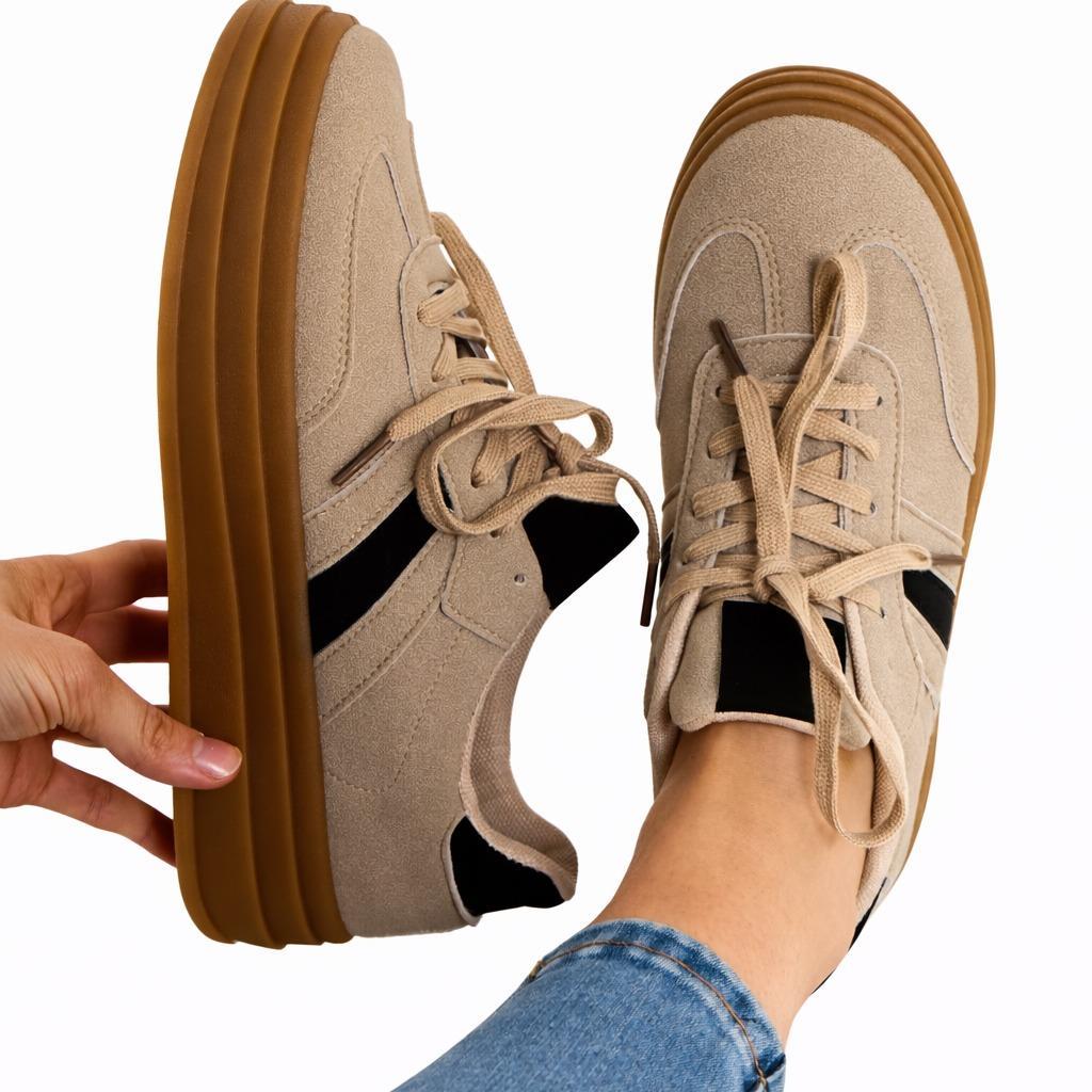Chloe Women's Faux Suede Low-Top Sneakers – Lightweight Casual Trainers