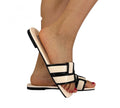 Olivia Ladies Faux Leather Slide Sandals | Interwoven Open Toe Mules